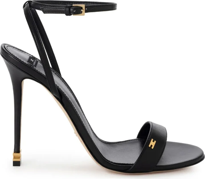 100mm Logo-Plaque Leather Sandals