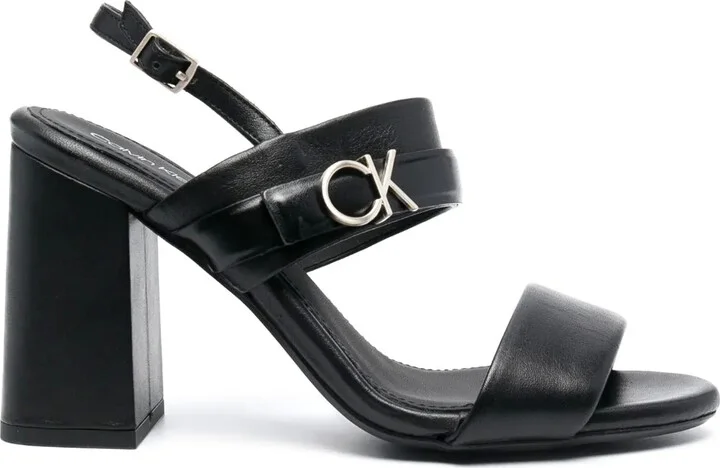 100mm Logo-Plaque Leather Sandals