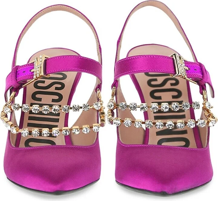 100MM Metal Chain Rhinestone-Embellished Slingback Pumps - Image 5