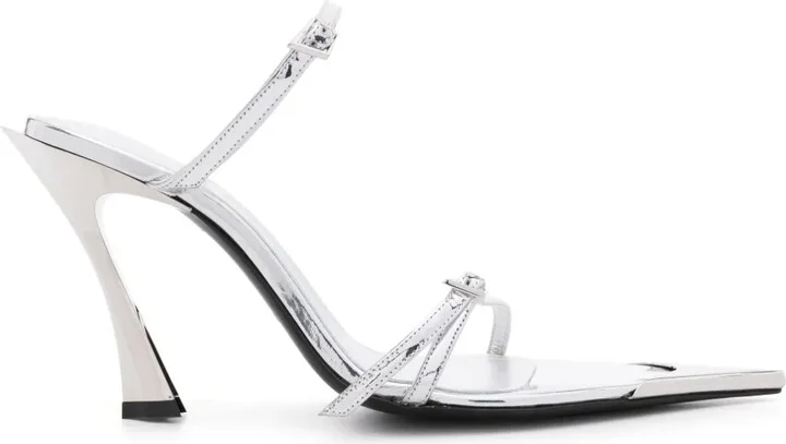 100mm Metallic-Leather Mules