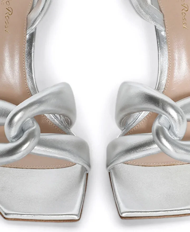 100mm Metallic Leather Sandals - Image 2
