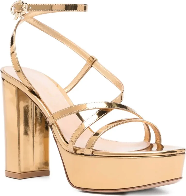 100mm Metallic Leather Sandals - Image 2