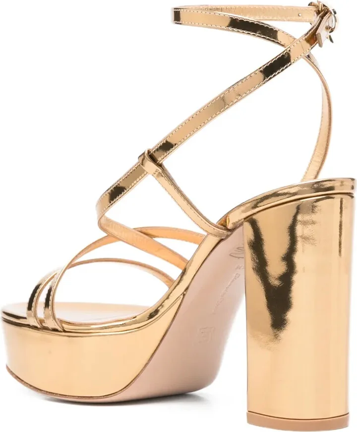 100mm Metallic Leather Sandals - Image 3