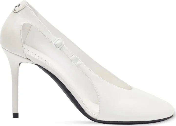 100mm Oblique leather pumps