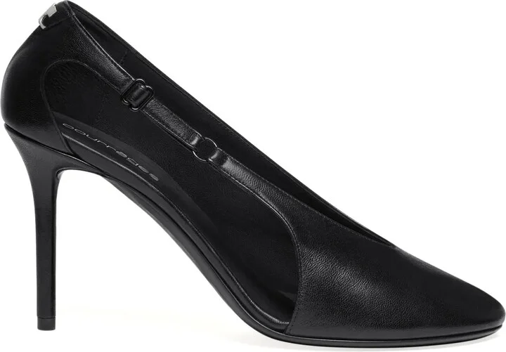 100mm Oblique leather pumps