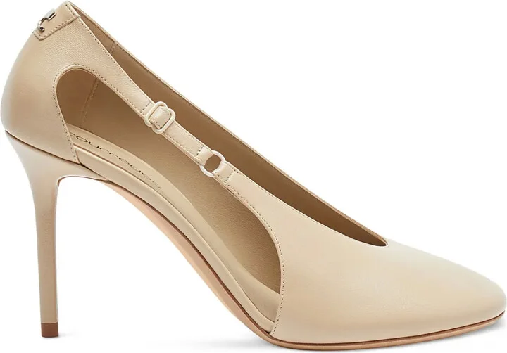 100mm Oblique leather pumps