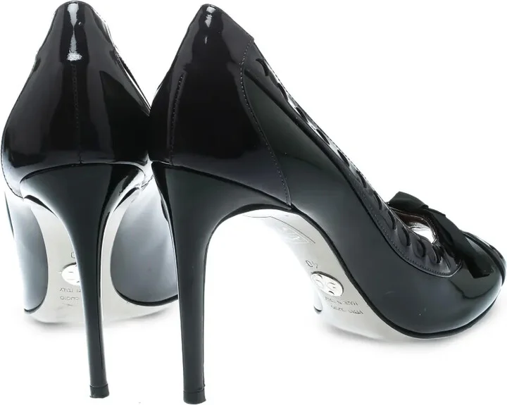100mm Patent Leather Bow Peep-Toe Pumps - Image 3