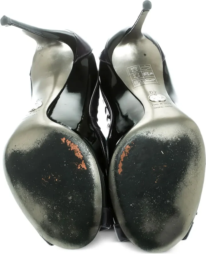 100mm Patent Leather Bow Peep-Toe Pumps - Image 4