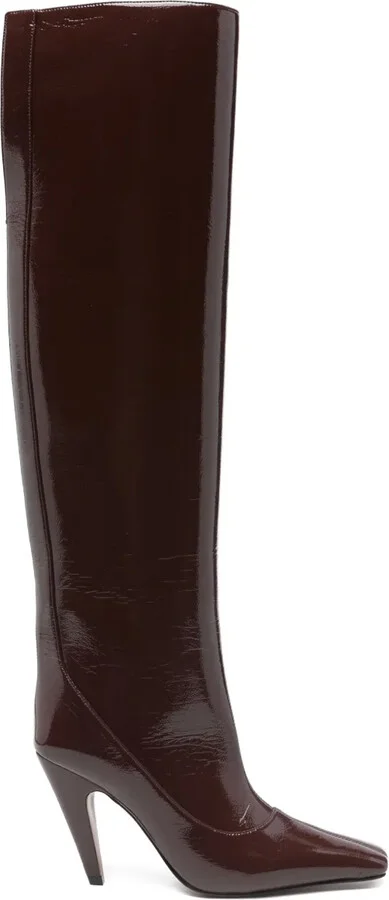 100mm Patent-Leather Knee-High Boots