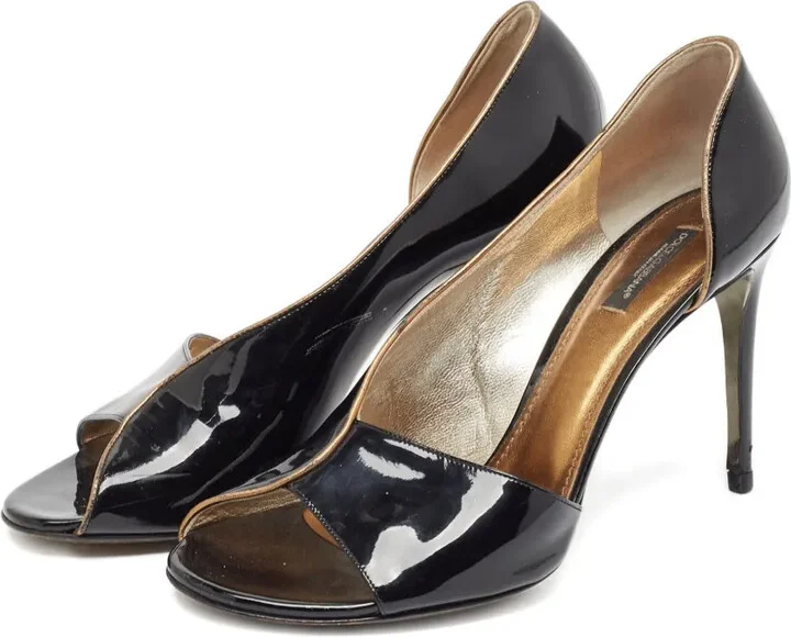100mm Patent Leather Peep Toe Pumps - Image 2