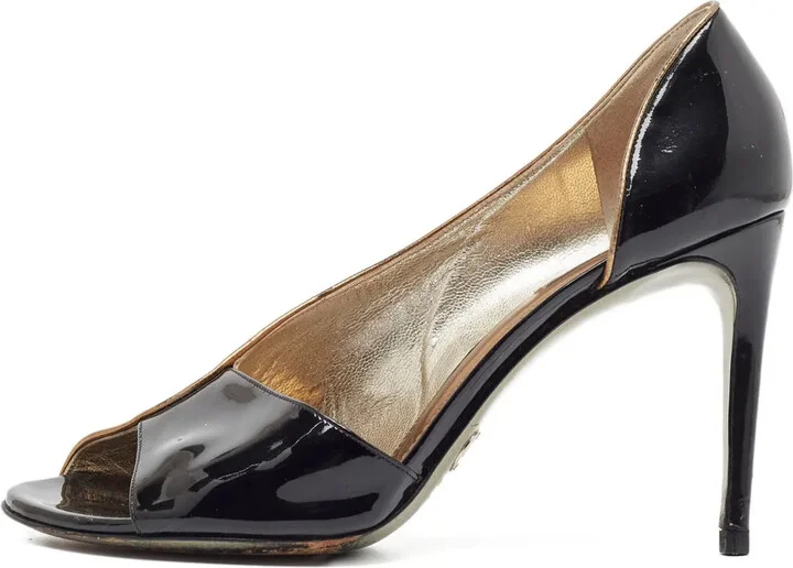 100mm Patent Leather Peep Toe Pumps