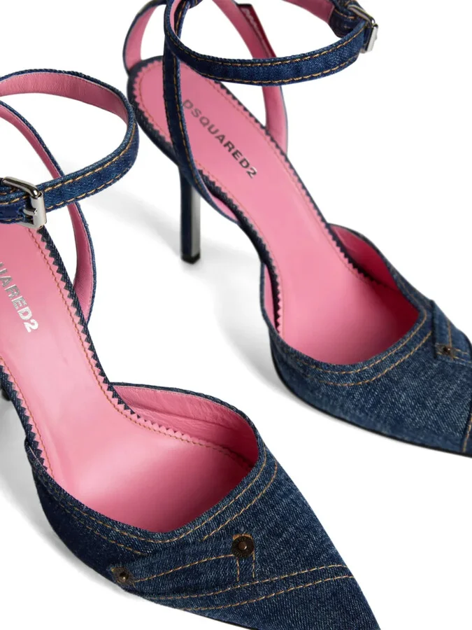 100mm Pointed-Toe Denim Pumps - Image 5