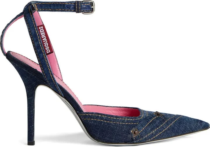 100mm Pointed-Toe Denim Pumps