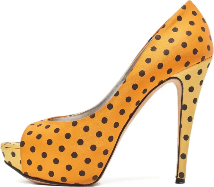 100mm Polka-Dot Print Heeled Pumps