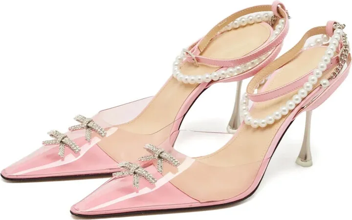 100mm Pre-Owned Crystal-Bow Pointed-Toe Pumps - Image 2