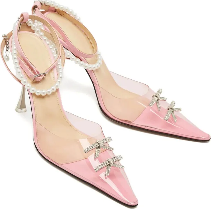 100mm Pre-Owned Crystal-Bow Pointed-Toe Pumps - Image 5