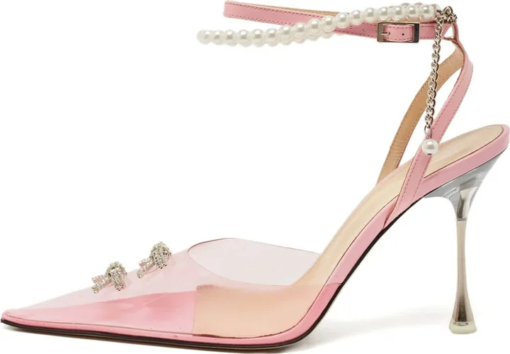 100mm Pre-Owned Crystal-Bow Pointed-Toe Pumps