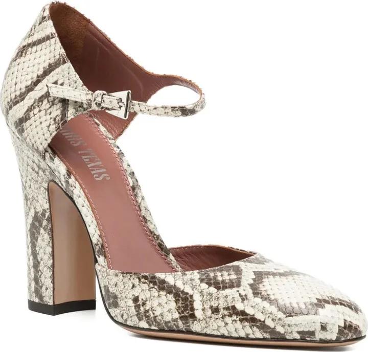 100mm Python-Print Ankle-Strap Pumps - Image 2