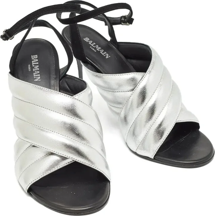 100mm Quilted Leather Sandals - Image 2