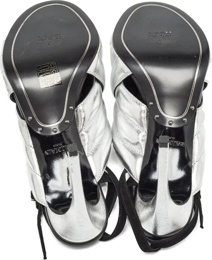 100mm Quilted Leather Sandals - Image 4