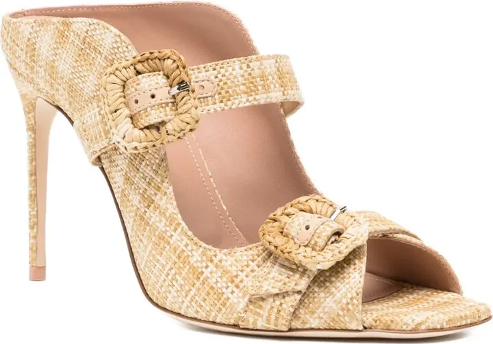 100mm Raffia Buckle Sandals - Image 2
