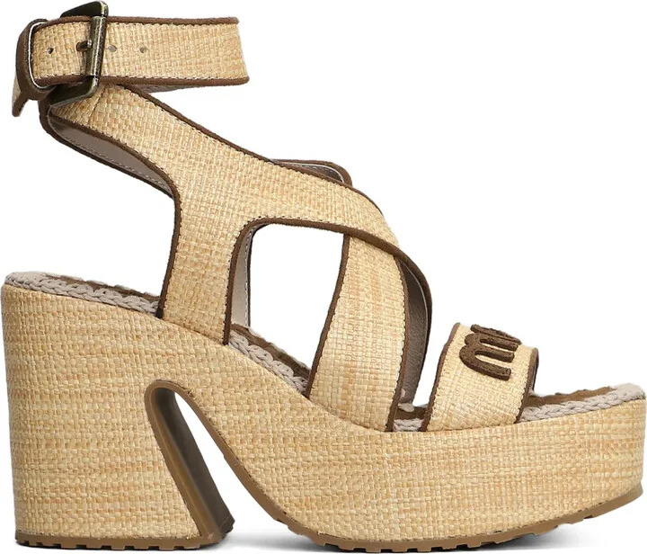 100mm Raffia Platform Espadrilles