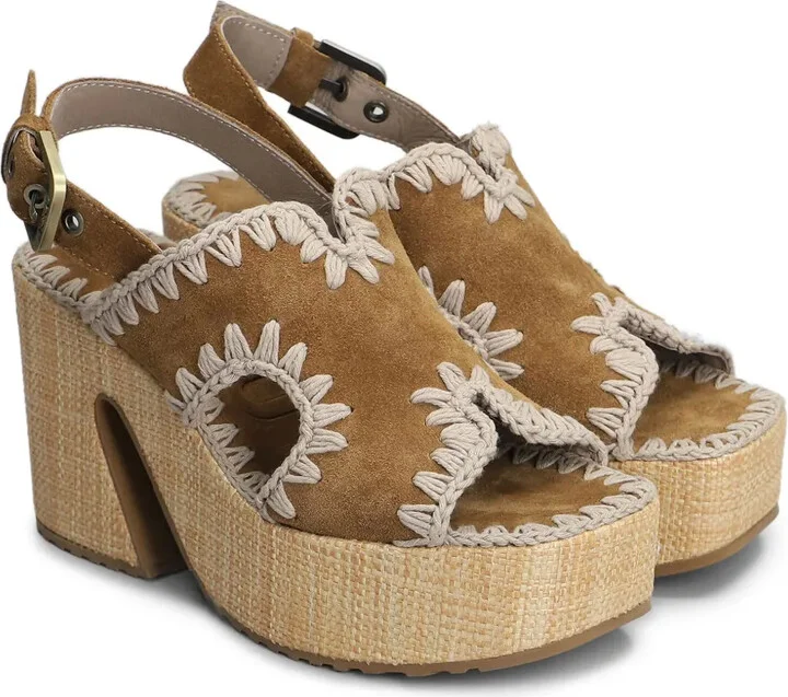 100mm Raffia Platform Sandals - Image 2