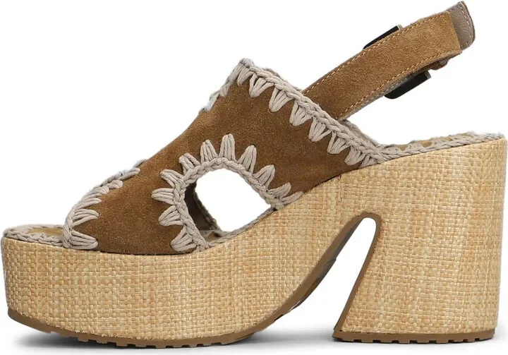 100mm Raffia Platform Sandals - Image 3