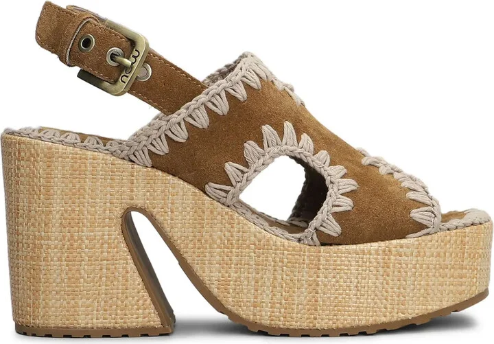 100mm Raffia Platform Sandals