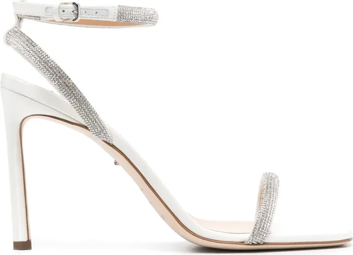 100mm Rhinestone-Embellished Satin Sandals