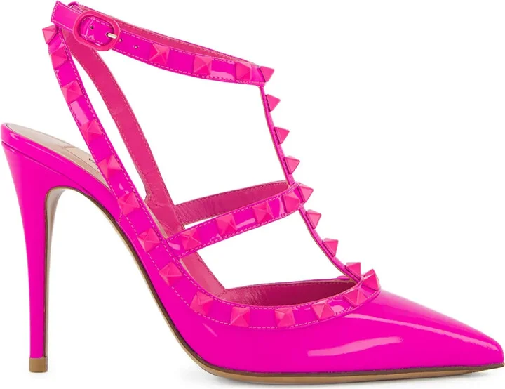 100mm Rockstud ankle-strap pumps