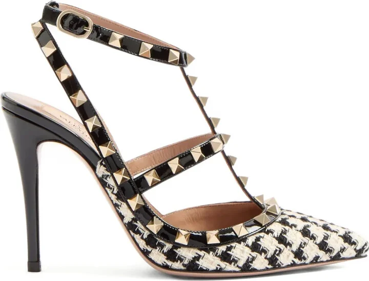 100mm Rockstud pied-de-poule pumps