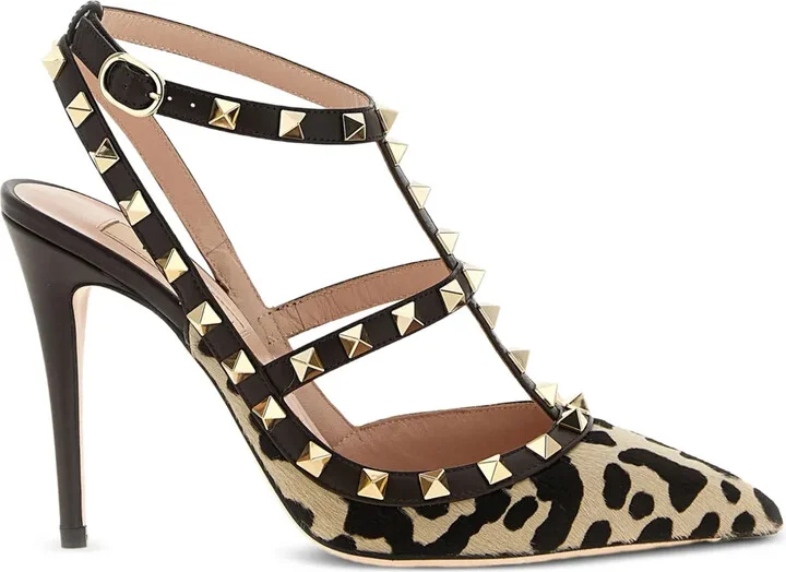 100mm Rockstud T-strap pumps