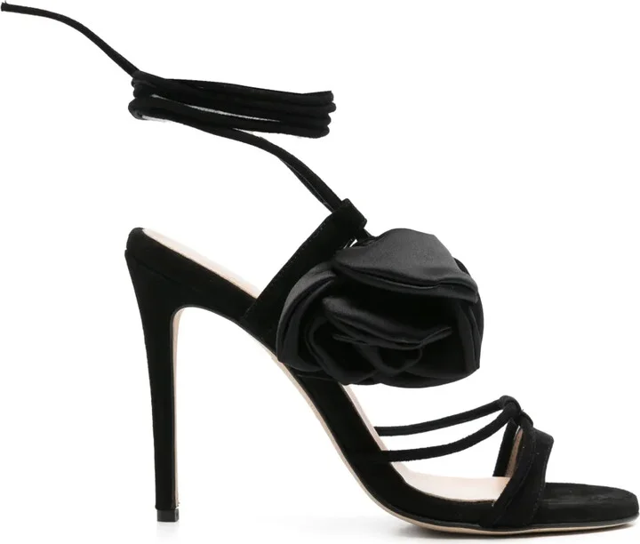 100mm Rose-Appliqué Sandals