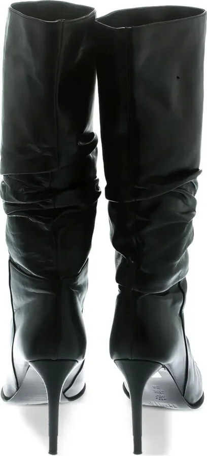 100mm Ruched Leather Boots - Image 3