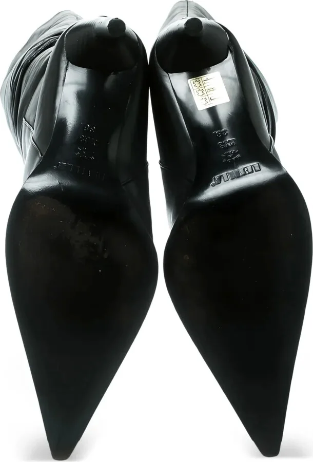 100mm Ruched Leather Boots - Image 4