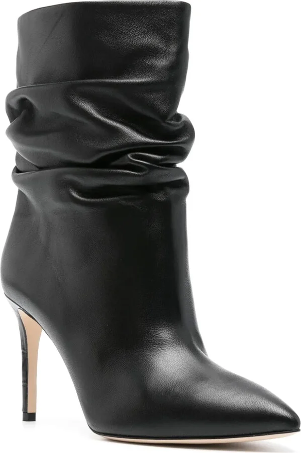 100mm Ruched Leather Boots - Image 2