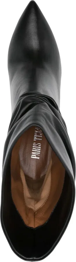 100mm Ruched Leather Boots - Image 4