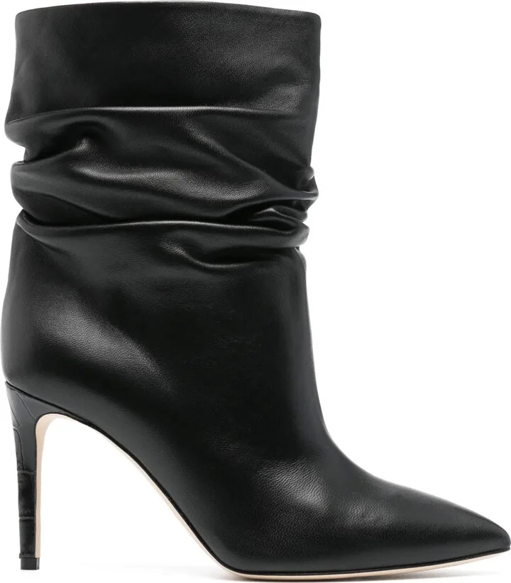 100mm Ruched Leather Boots