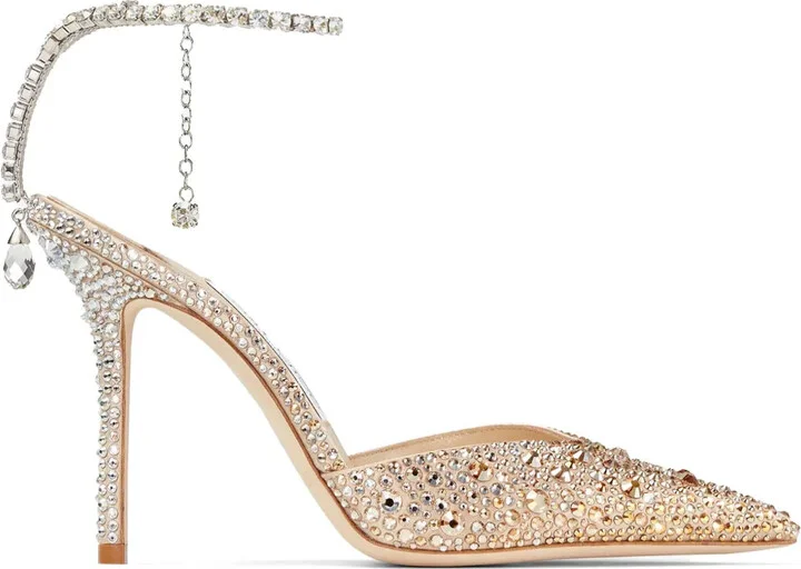 100mm Saeda crystal-embellished pumps