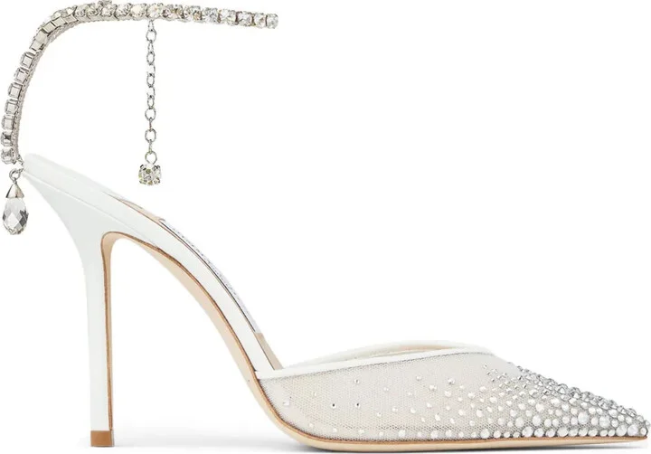 100mm Saeda crystal-embellished pumps