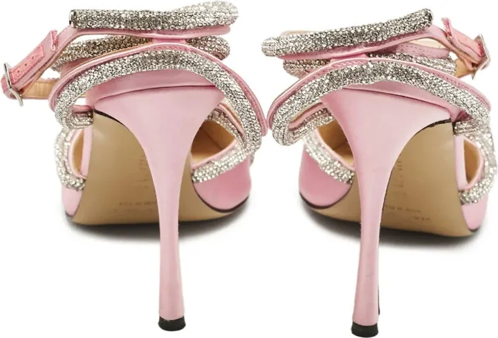 100mm Satin Crystal Bow Sandals - Image 3
