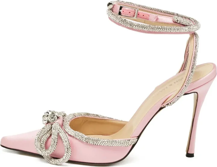 100mm Satin Crystal Bow Sandals