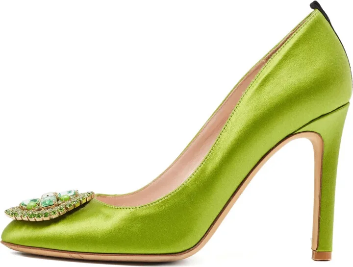 100mm Satin Crystal-Embellished Pumps