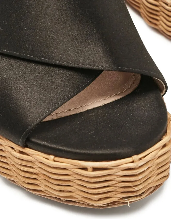 100mm Satin Wedge Sandals - Image 4