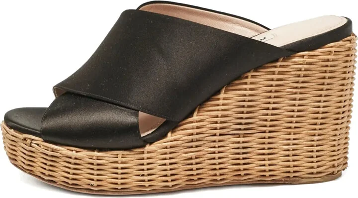100mm Satin Wedge Sandals
