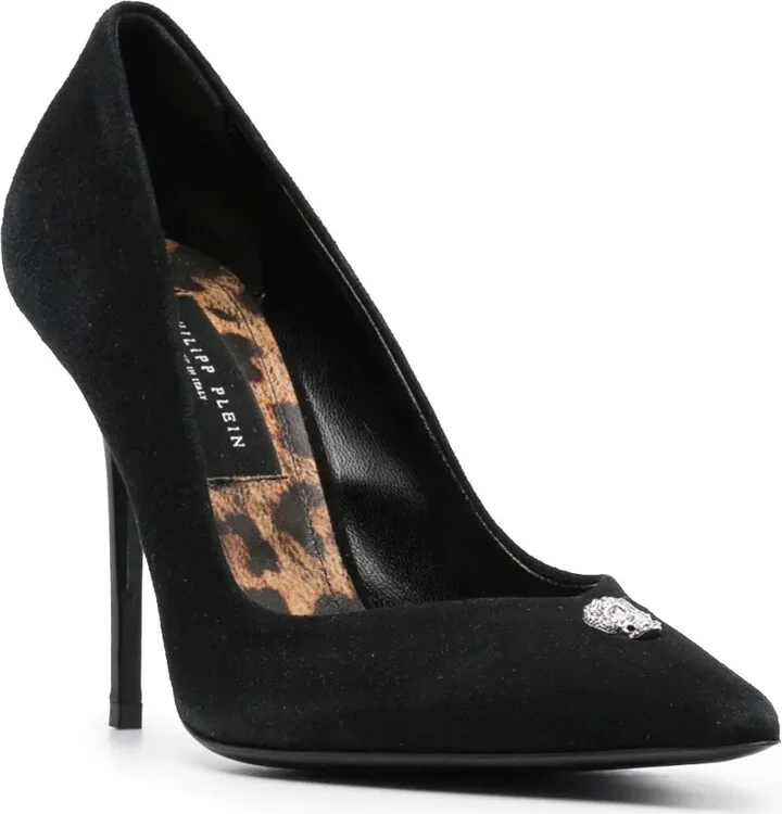 100mm Skull-Embellished Suede Pumps - Image 2