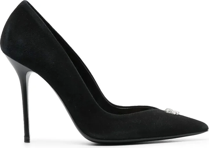 100mm Skull-Embellished Suede Pumps