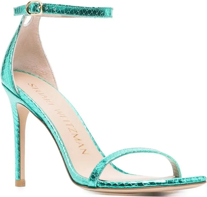 100mm Snakeskin-Effect Stiletto Sandals - Image 2