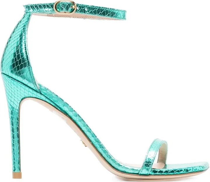100mm Snakeskin-Effect Stiletto Sandals